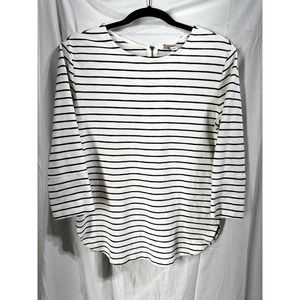 Merona Women's Sweatshirt White and Blue Stripes Size Medium